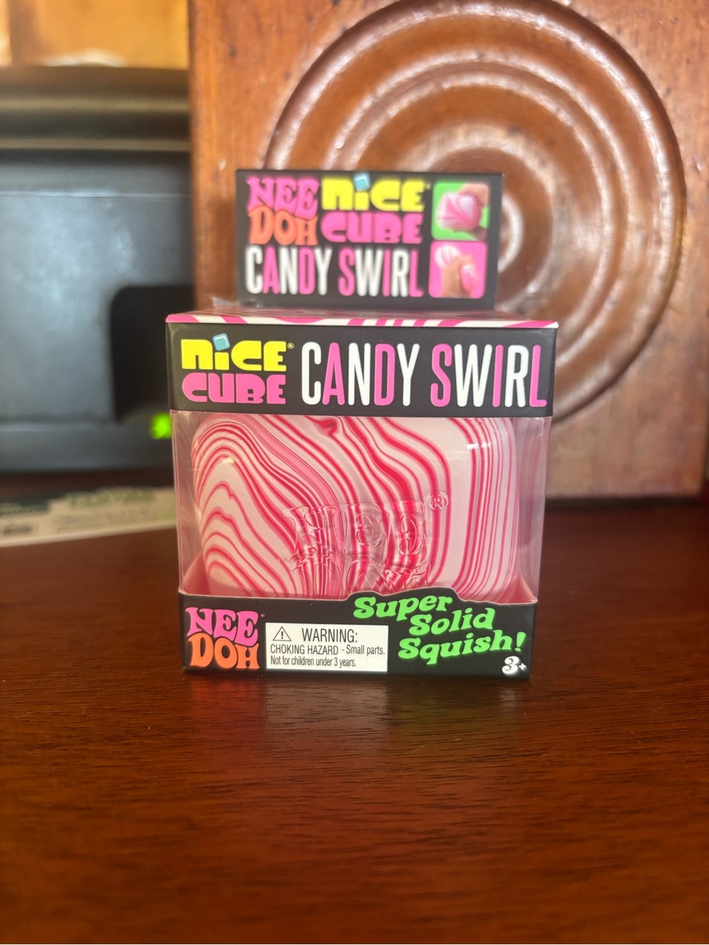 Nee Doh Nice Cube Candy Swirl Squishy Stress Toy - Pink & White